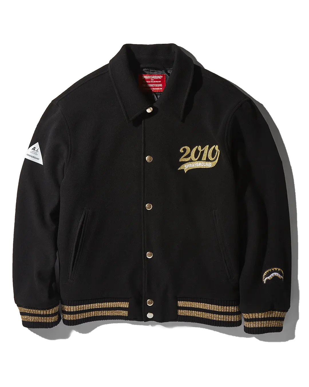 A.I.9 AFRICAN INTELLIGENCE GUILDED LEOPARD - SANDFLOWER COLLAB VARSITY JACKET - Image 3