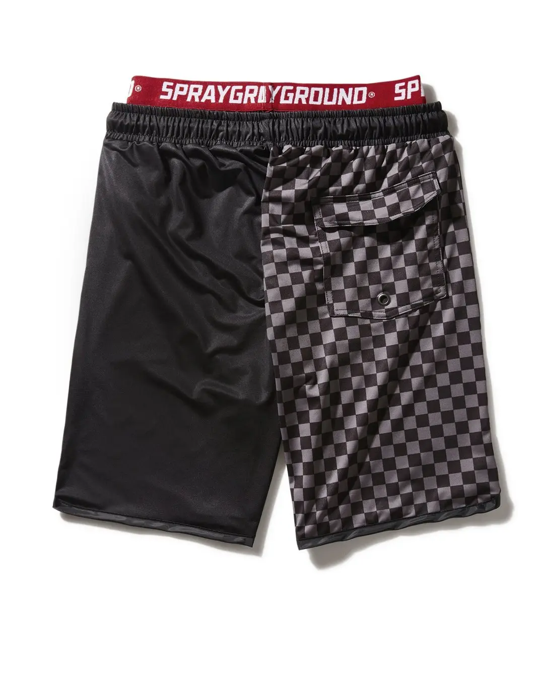 GREY CHECKERED SPLIT CORTO SWIM TRUNKS - Image 3