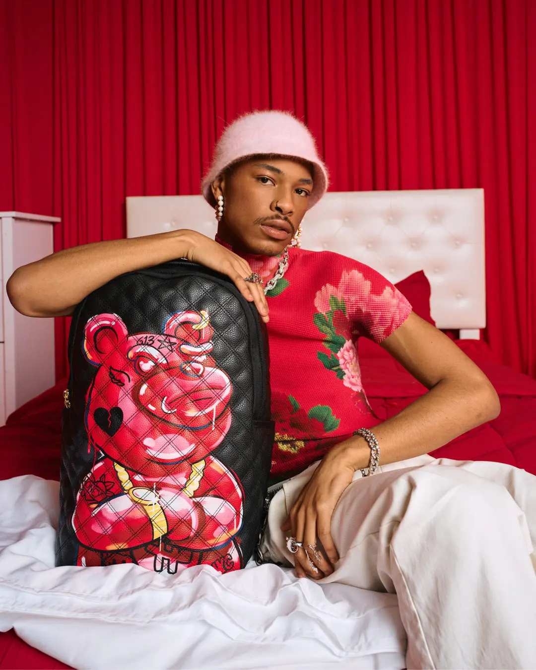 QUILT HAND PAINTED DIABLO BEAR BACKPACK (DLXV) - Image 2