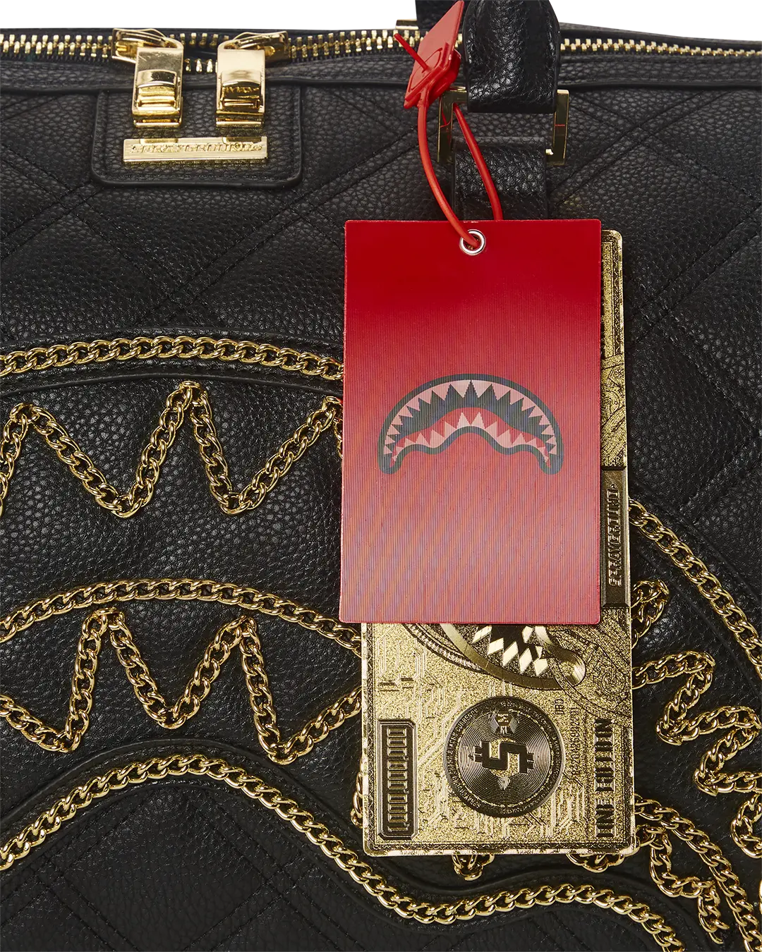 NOIR QUILT GOLD CHAIN SHARK DUFFLE - Image 15