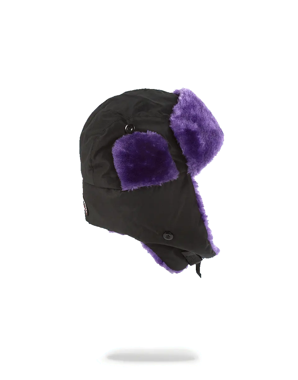BLACK 3M PURPLE FUR AVIATOR HAT - Image 3