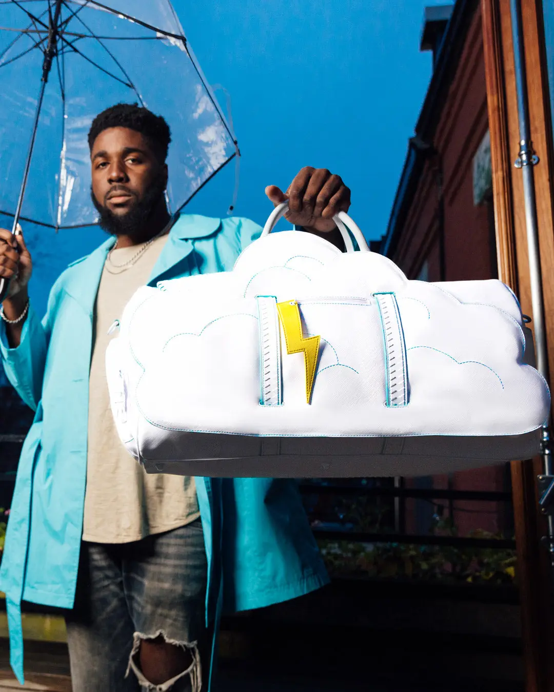 CLOUDY WITH A CHANCE OF SHARK DUFFLE - Image 2