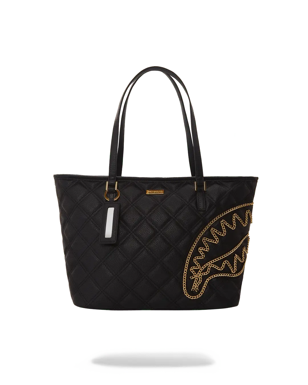 NOIR QUILT GOLD CHAIN SHARK TOTE