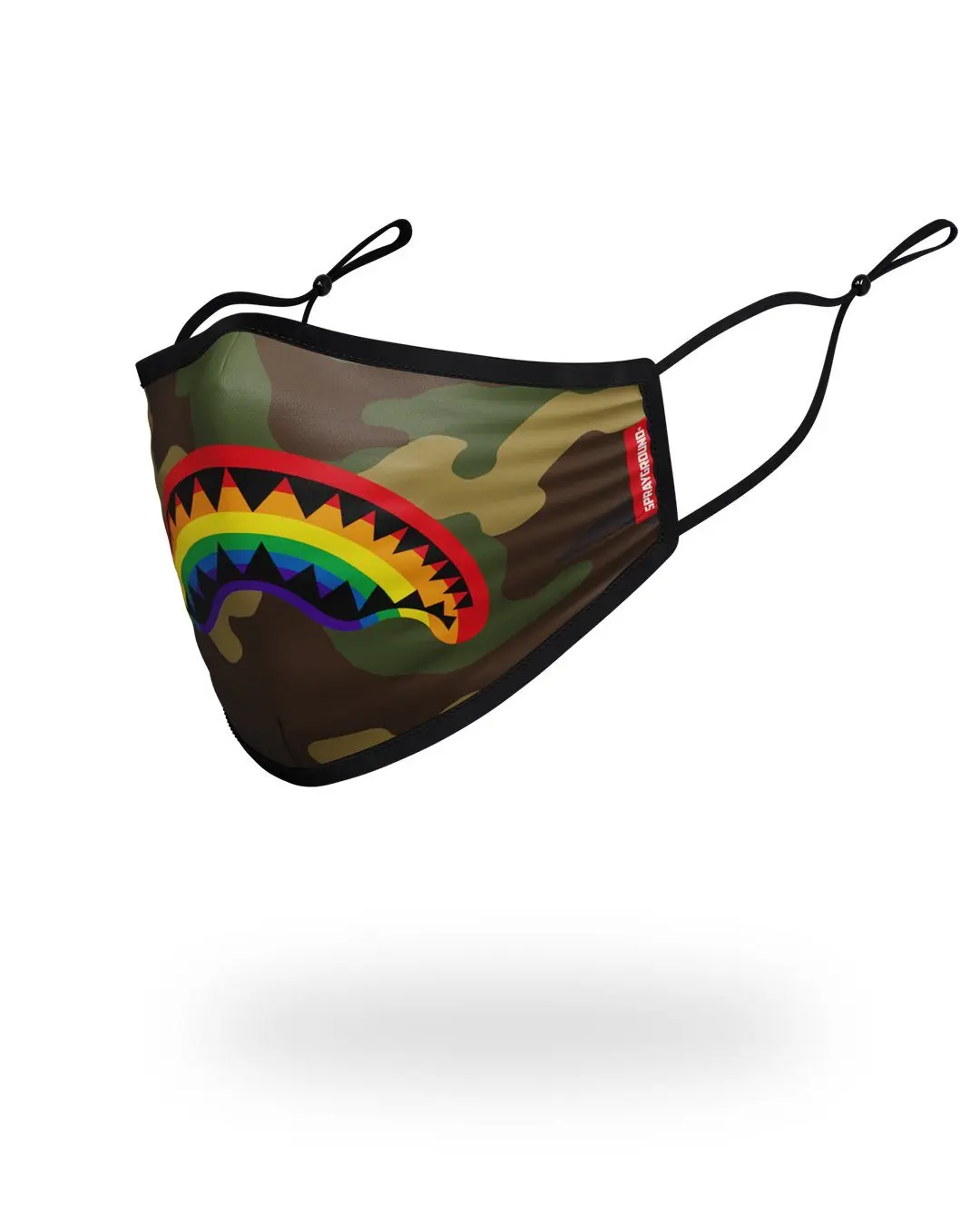 ADULT RAINBOW SHARK FORM FITTING FACE MASK - Image 2
