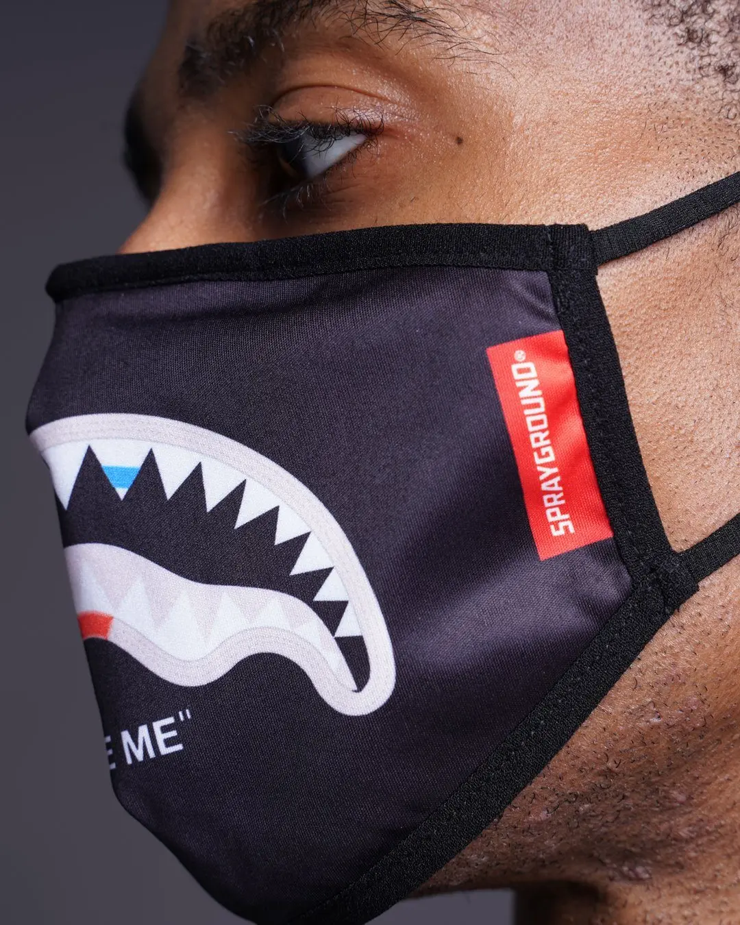 BITE ME SHARK (BLK) POLYESTER FACE MASK - Image 10