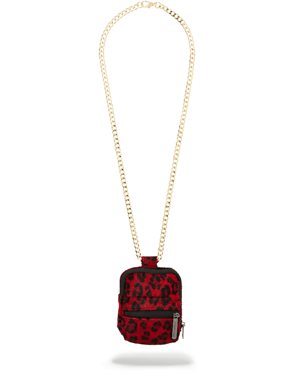 FUR RED LEOPARD BACKPACK CHAIN