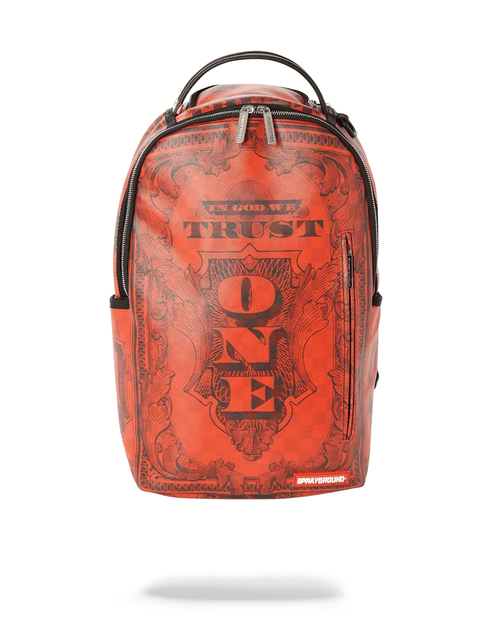 IN GOD WE TRUST RED BACKPACK (ONE OF ONE)