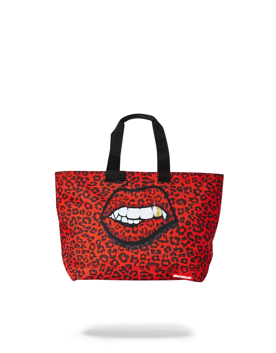 RED LEOPARD LIPS TOTE
