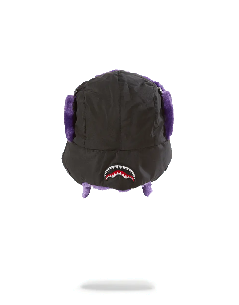 BLACK 3M PURPLE FUR AVIATOR HAT - Image 2