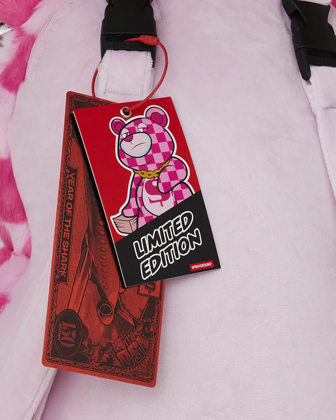 FURZILLA SHARK (PINK CHECK) MONEYBEAR BACKPACK - Image 12