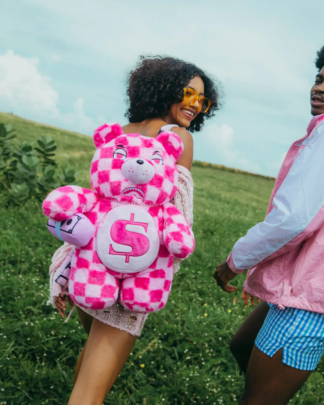 FURZILLA SHARK (PINK CHECK) MONEYBEAR BACKPACK - Image 2