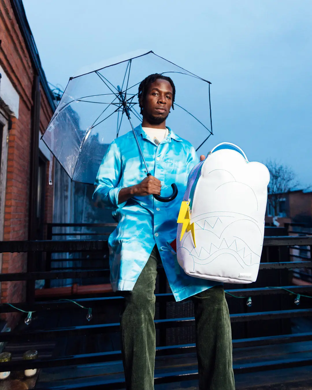 CLOUDY WITH A CHANCE OF SHARK BACKPACK (DLXV) - Image 6