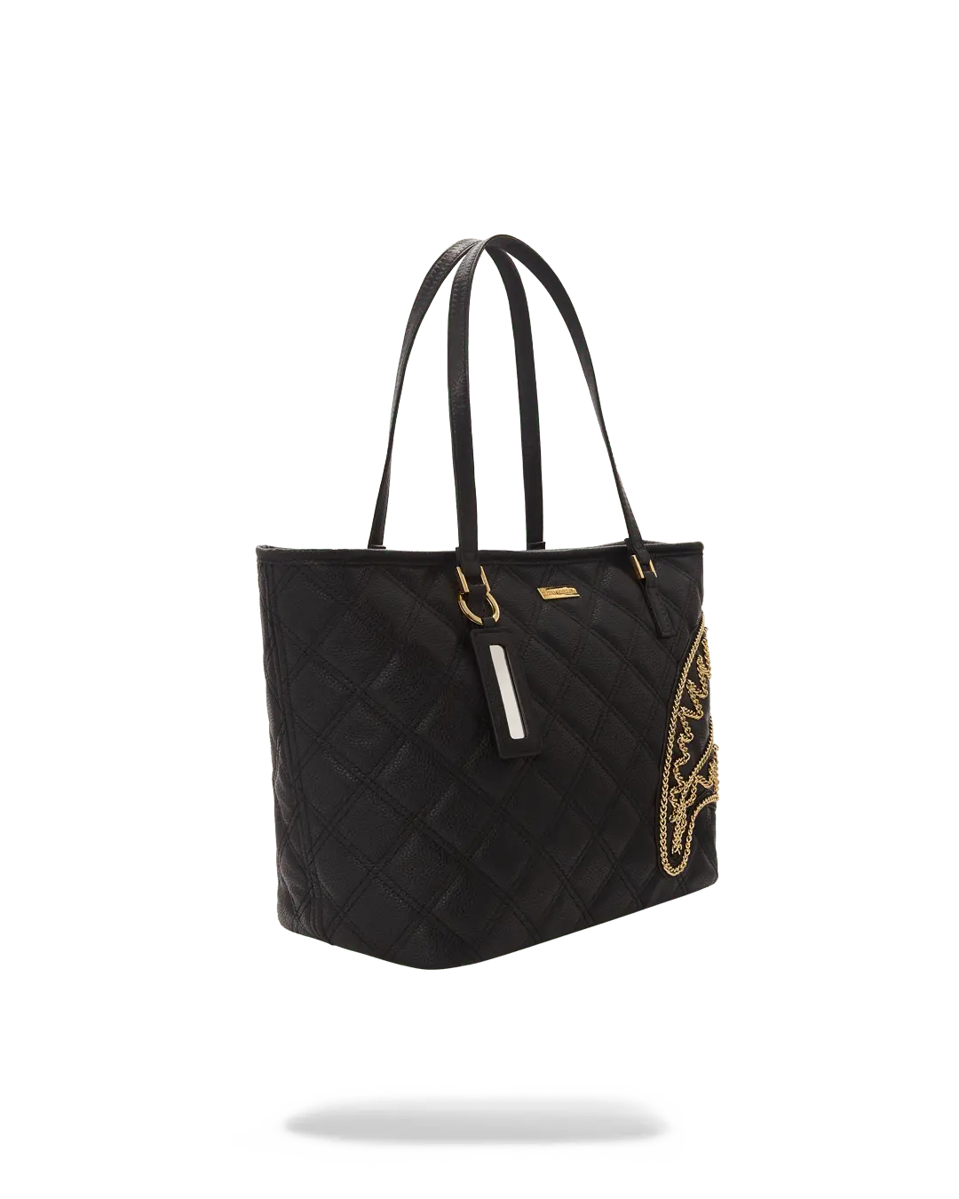 NOIR QUILT GOLD CHAIN SHARK TOTE - Image 3