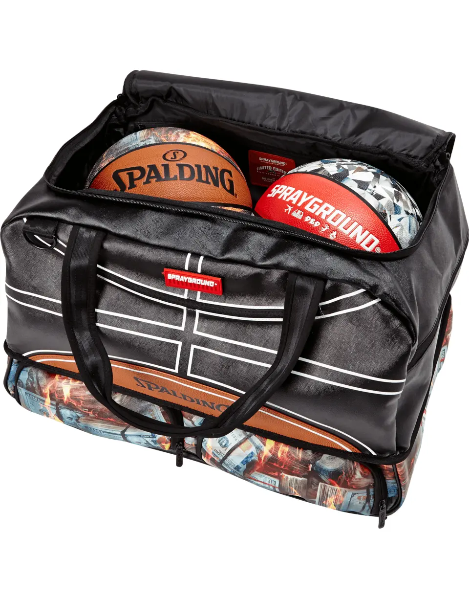 SPALDING X SPRAYGROUND FIRE MONEY SNEAKER DUFFEL - Image 2