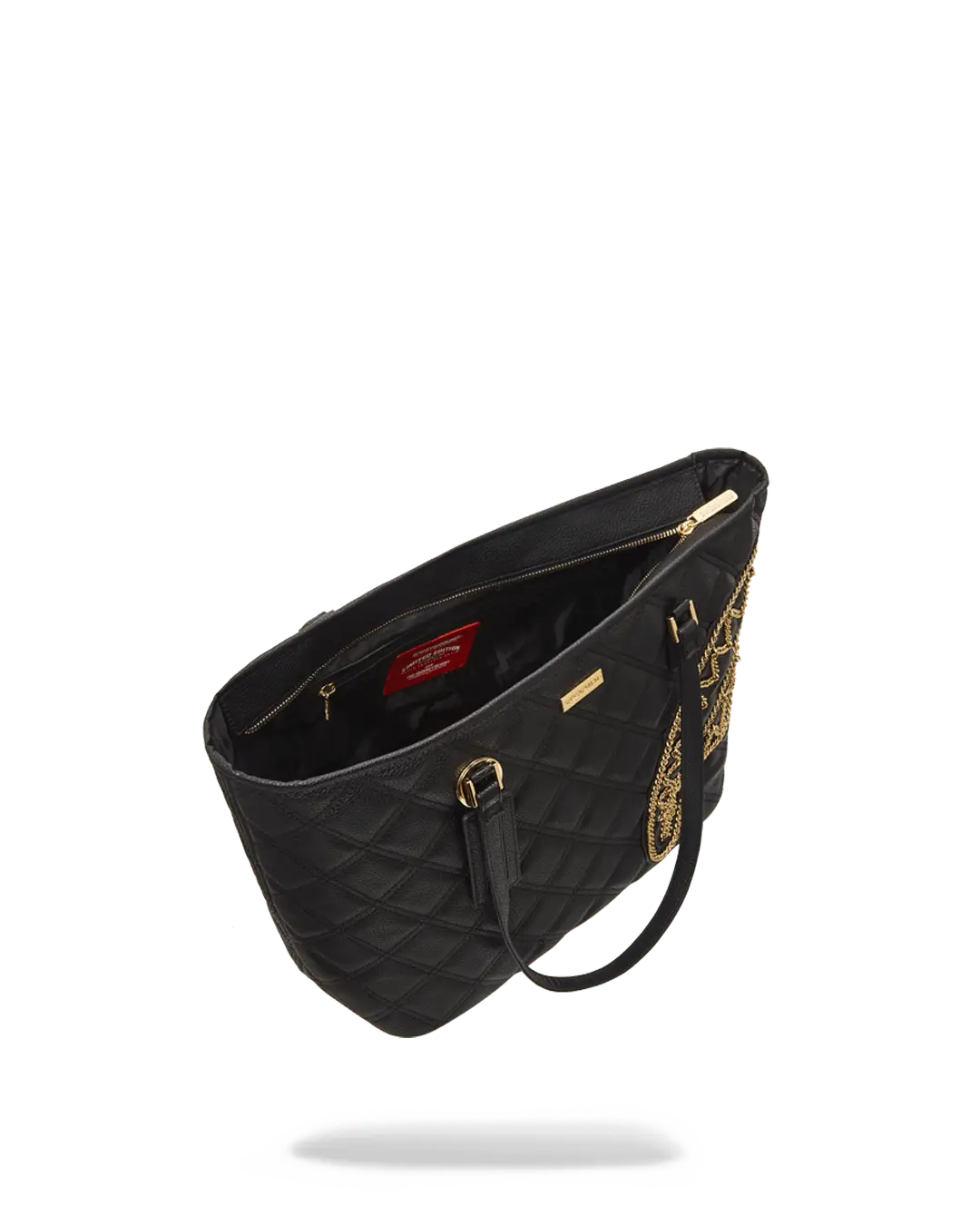 NOIR QUILT GOLD CHAIN SHARK TOTE - Image 7