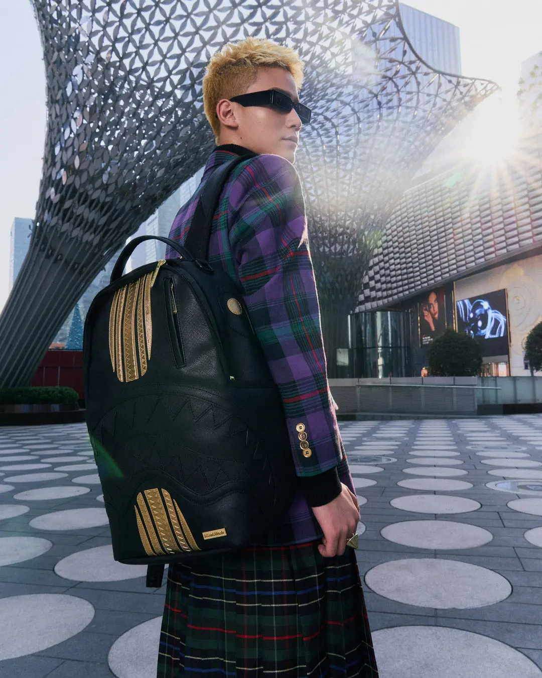 GOLD AND BLACK RACING STRIPES BACKPACK - Image 4