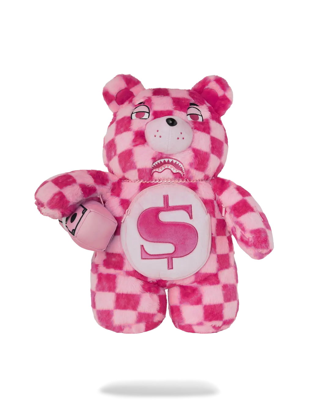 FURZILLA SHARK (PINK CHECK) MONEYBEAR BACKPACK