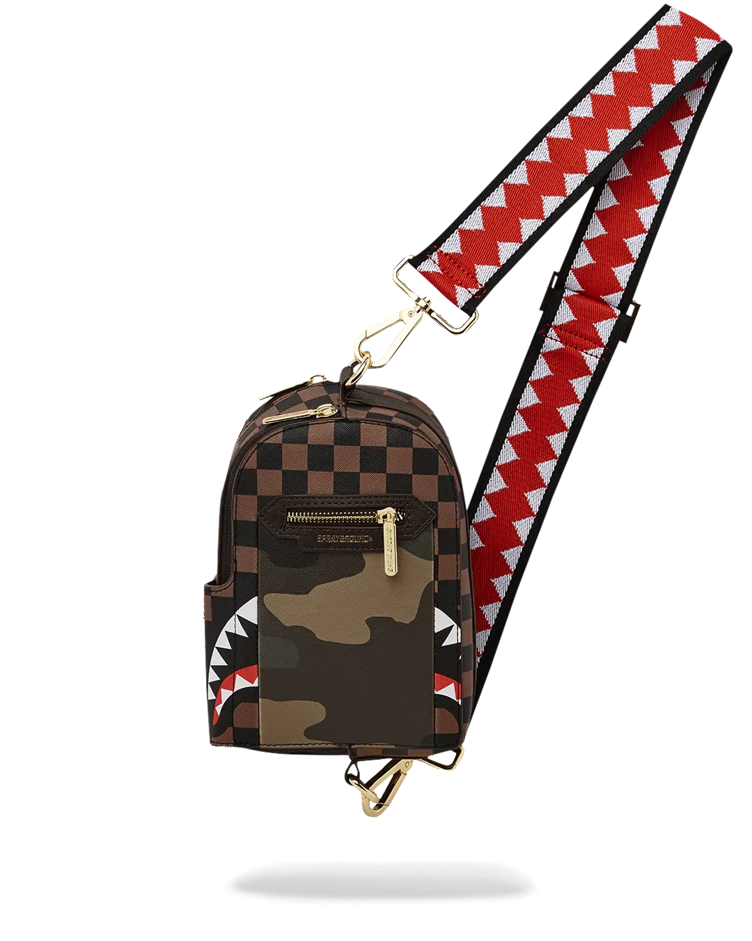 EXTERIOR GOLD ZIP POCKET SHARKS IN PARIS BACKPACK SLING